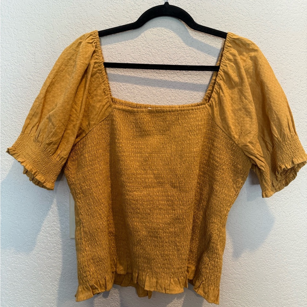 Madewell Lucie Puff-Sleeve Smocked Bodice Top